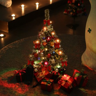 크리스마스트리 60cm 나무 + 장식 + 배터리 타입 LED 전구 포함 풀세트/어린이집 유치원 교구 만들기