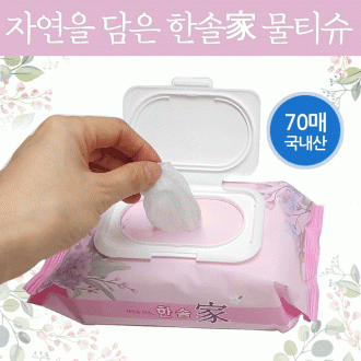 물티슈[한솔가 물티슈-캡형]물티슈/물티슈/물티슈/70매/엠보/고급형/순한물티슈/화장지[효정무역]
