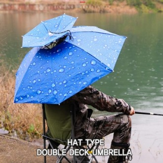 이중구조 더블데크 핸즈프리 모자우산 낚시모자 등산 캠핑모자 우산 장마철