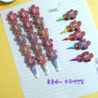 볼펜 색연필 쿠키색연필 5색 카트리지색연필 줄줄이연필 어린이안전확인