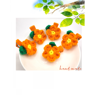 귤꽃 한라봉 감귤 집게핀 미니삔 머리핀 주황색 노란꽃