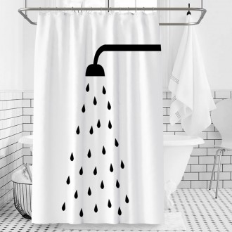 샤워기무늬 패브릭 욕실 방수 샤워커튼