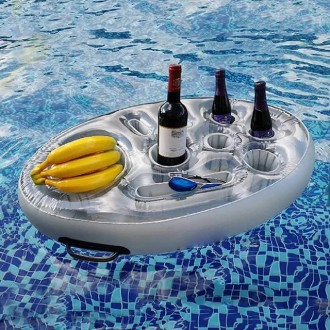 팬션풀장 수영장 과일 음료 얼음 튜브트레이 플로팅 컵홀더 테이블 수중 미니바+풍선펌프포함