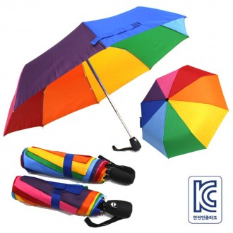 루이 무지개 3단완전자동우산 무지개우산 색동우산 성인용 어린이용우산