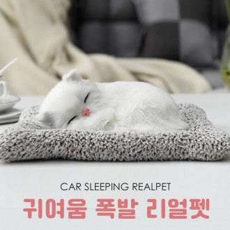 [KC인증]차량용 리얼펫 잠자는 강아지 고양이 귀여운 악세사리 탈취 제습효과 소품 인형 장식