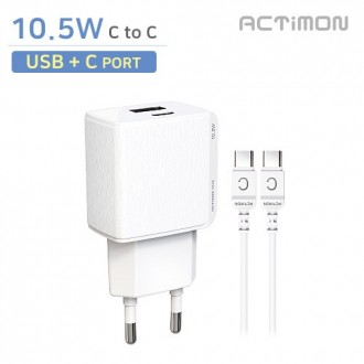 [후니케이스] 엑티몬 가정용 10.5W 2포트 충전기( USB+C ) (C to C)
