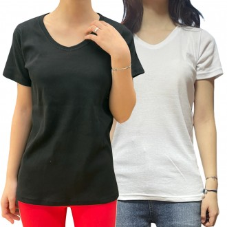 [반팔][몸매가 이뻐보이는 티셔츠] 부담스럽지 않은 브이넥 쫀쫀 반팔 티셔츠/골지티/여자기본티