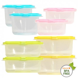 쿠셔니 국내생산 스팀톡 비스프리 투명 밀폐용기 16개세트 / 전자레인지 냉장고 반찬통 수납 보관 냉동밥