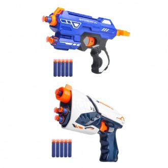 권총 스티로폼 총알 장거리 슈팅 장난감 거품 블래스터 전투 장난감 총 5 소프트 총알에 바