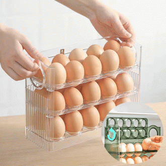 냉장고 계란 보관 용기 달걀 트레이 정리함 보관함 30구 자동폴딩