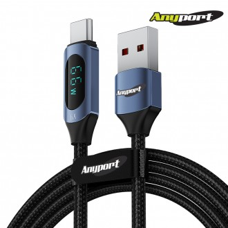 [애니포트]USB-A TO C 66W 디스플레이 안드로이드오토 고속충전케이블 1.2M UTCD66W