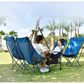 야외 아웃도어 캠핑 낚시 프리미엄 접이식 등받이 리클라이너 의자(블루) 경량 휴대용 내구성 통기성 우수
