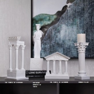 로마 기둥 장식 석고상 그리스 신전 인테리어 조각상 빈티지 오브제 촬영소품