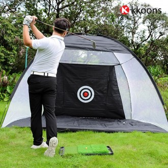 꾼스 골프 텐트 스윙 연습 네트 퍼팅 그물망 어프로치 매트 치핑네트