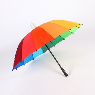 [마카담아] 레인보우 16살 장우산 / 무지개 장우산 / 캡 장우산 / 튼튼한 장우산 / 태풍에도 끄떡없는
