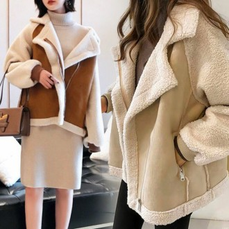 여성 트위드자켓 양털 뽀글이 겨울 스웨이드 퍼 자켓