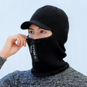 뉴템 얼굴전체를 감싸주는 겨울 방한모자 남녀공용 스포츠 모자 넥워머 세트 니트모자 일체형 챙모자