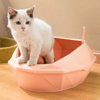 페더스 반밀폐 고양이화장실 평판형 고양이모래 박스 기하학구조