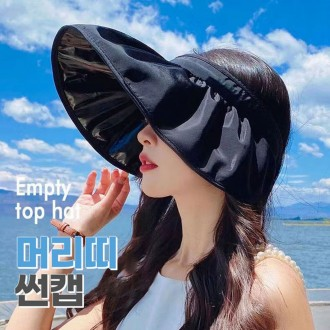 [도매플랜]여름선캡 자외선차단 챙넓은 골프 모자 돌돌이 햇빛 와이어 밴드 썬캡