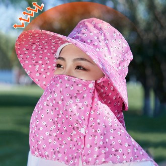 [도매플랜]여름 여자 넥커버 농사모자 농부 밭일 그늘막 햇빛가리개 꽃무늬 모자