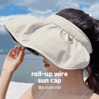 [이거찜] 롤업 와이어 썬캡 헤어밴드 겸용 밀짚 여자 선캡 썬캡 모자