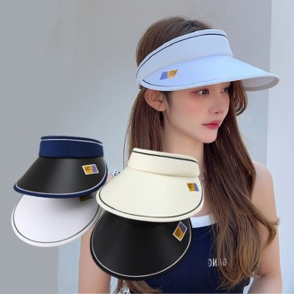 (보리별) 라인 빅챙 썬캡 챙넓은 자외선차단 산책 골프 운동 선캡 모자