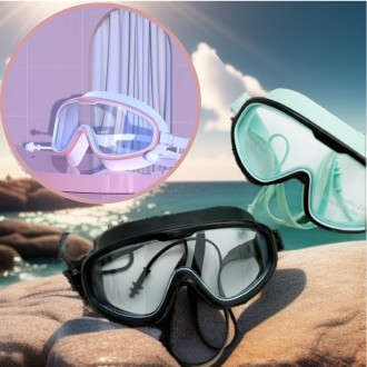 (늘맑음) 고화질 물안경 일체형 귀마개 고글 수영장 수경 물놀이용품 수영안경 성인물안경 물놀이용품