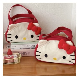 빨간 키티 고양이 핸드백 캐릭터 세면가방 휴대용 파우치 캔버스 가방GS-1468