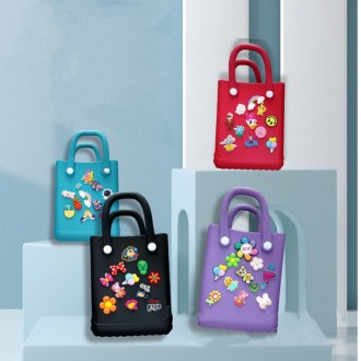 미니백 뜨거운 판매 소녀 EVA 디자이너 작은 실리콘 비치 가방 매력 구멍이있는 보그 가방
