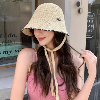 준캡 성인여성모자 min챙배색보넷 밀짚벙거지 봄 여름모자 얇은원단 여성 여자 모자 버킷햇