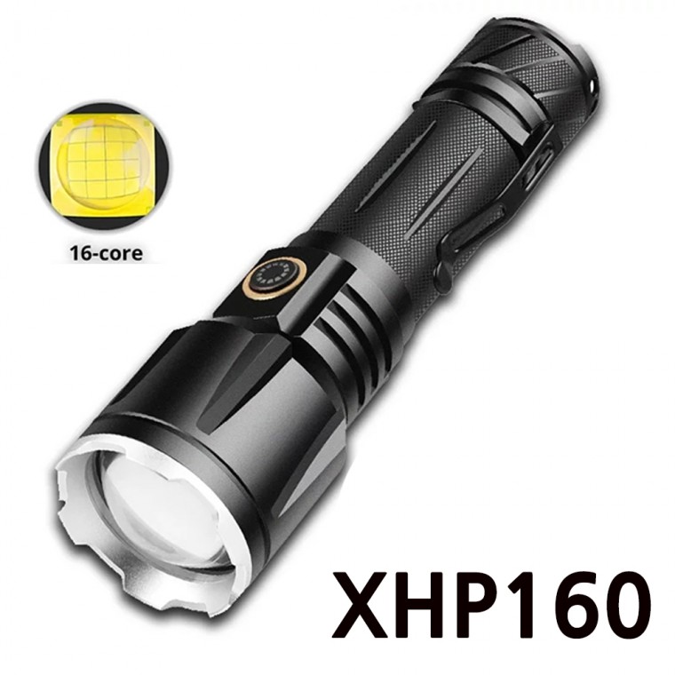 XHP160칩 LED 충전식 줌 라이트 랜턴 손전등 후레쉬 18600루멘 C타입 P180 아X