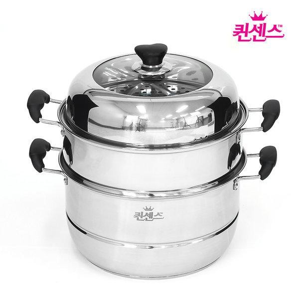 퀸센스 냄비 찜솥 인덕션 3단찜냄비 32cm