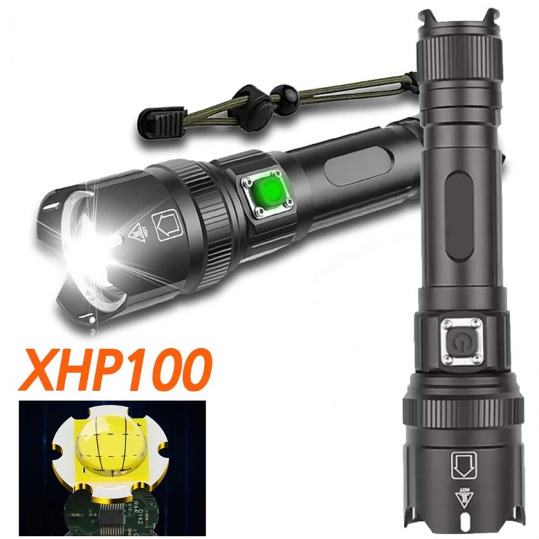 XHP100칩 LED 충전식 줌 라이트 해루질 랜턴 손전등 후레쉬 7200MAX