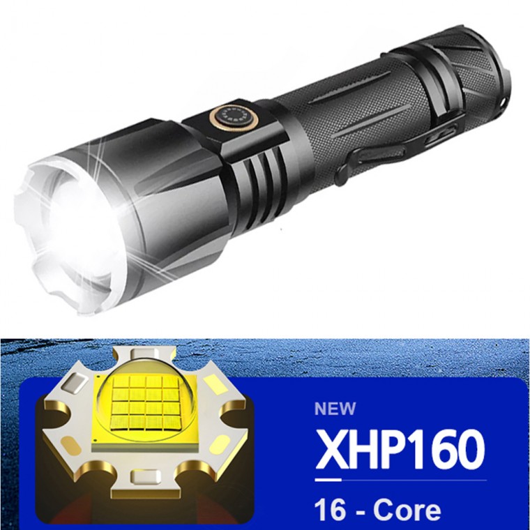 XHP160칩 LED 충전식 야외 줌 해루질 랜턴 손전등 후레쉬 18600MAX