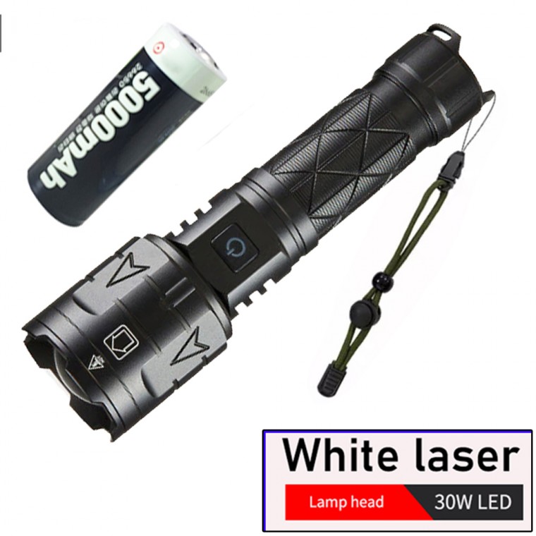 White Laser LED 츙전식 야외 줌 서치 라이트 손전등 후레쉬 L22 26650충전지