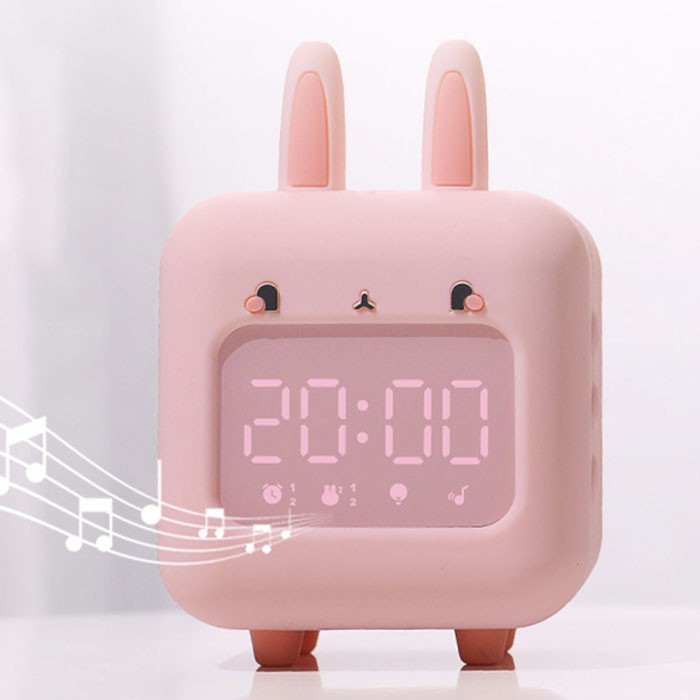 충전식 무선 LED 노래하는 토끼 알람시계