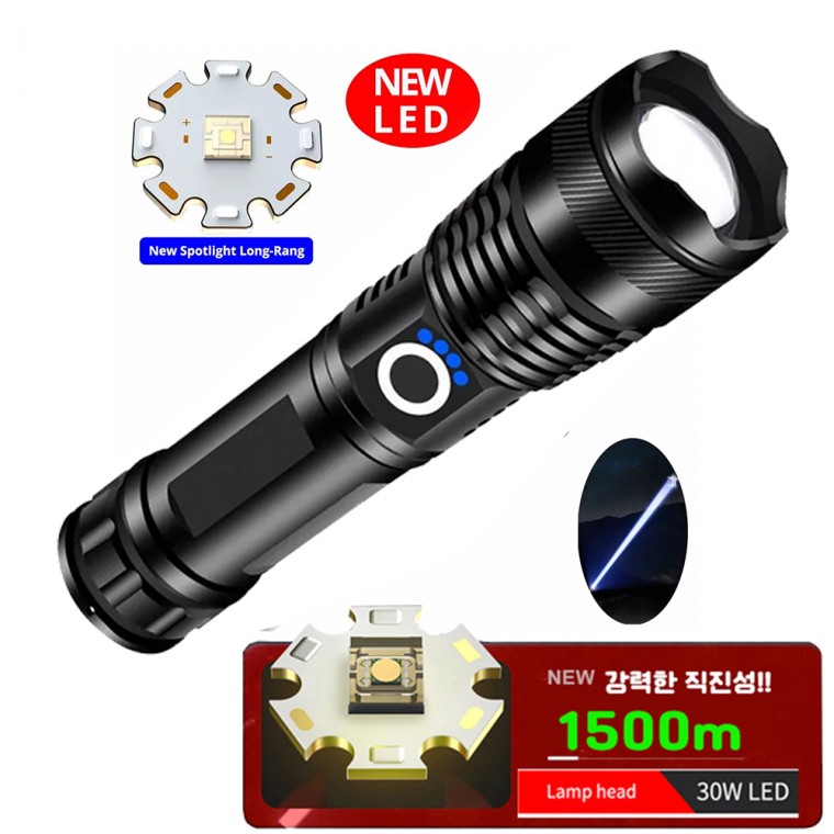 LED 야외 충전식 줌 서치 랜턴 손전등 후레쉬 D15A