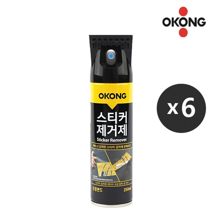 오공 스프레이 스티커 제거제 250ml x 6개 에어졸 스티커자국 끈끈이제거 타르 껌제거