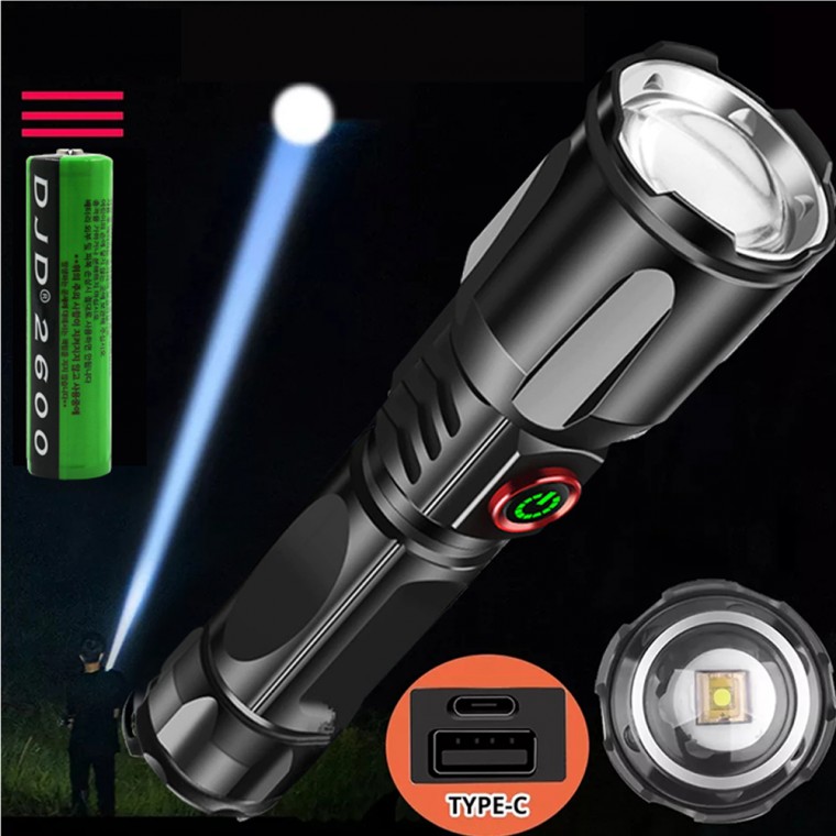 White Laser LED 충전식 줌 서치 자전거 라이트 손전등 후레쉬 COB 2202DJD