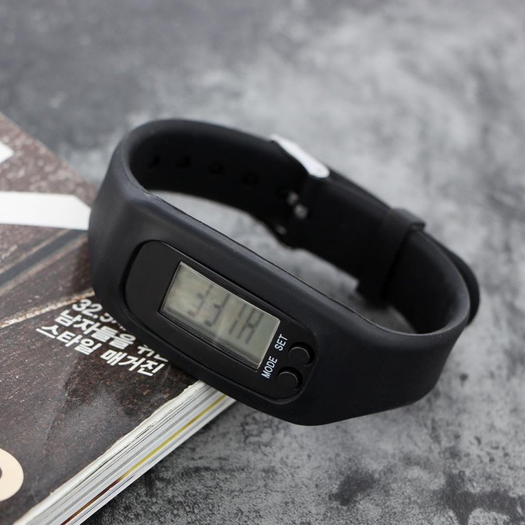 실리콘 만보기 스마트 시계 만보계 팔찌(블랙)