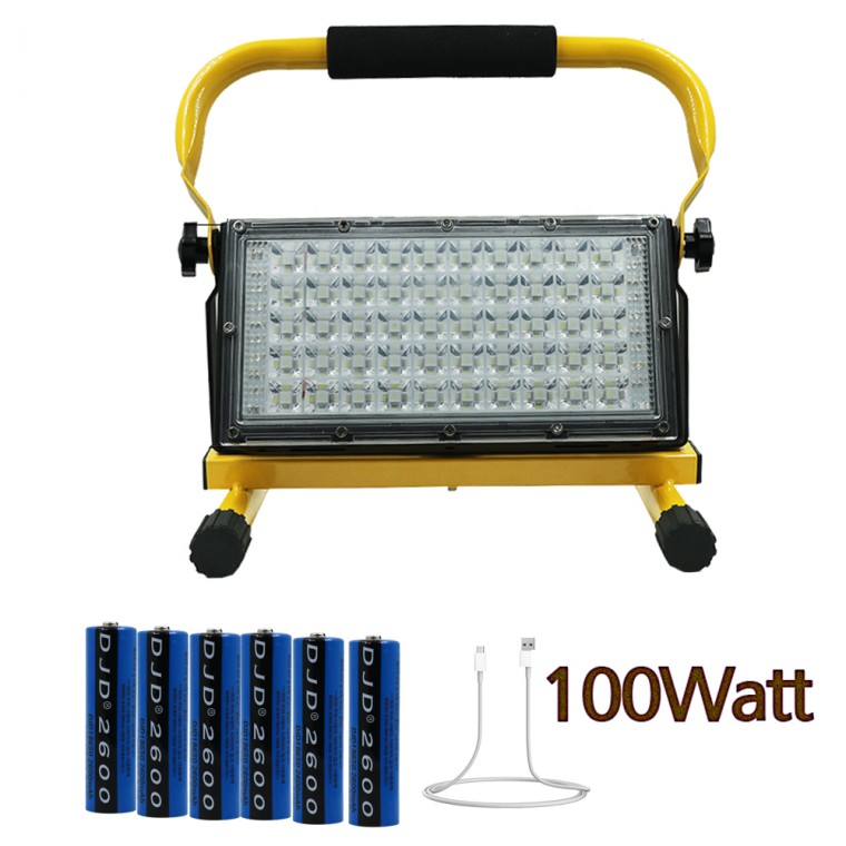 100와트 200SMD LED 충전식 야외 캠핑 랜턴 작업등 조명등 충전지6개포함 WJ005 투광기 아X