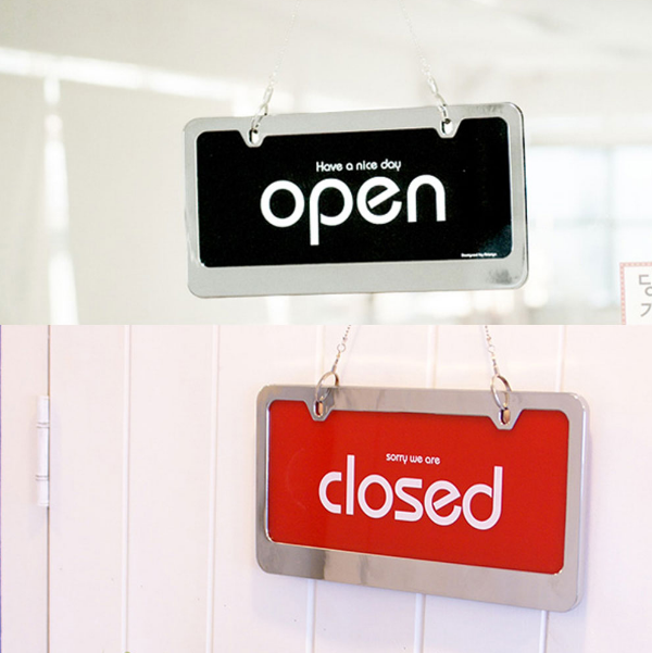 OPEN/CLOSED 오픈클로즈팻말 스텐양면걸이 걸이형안내판 걸이형표지판