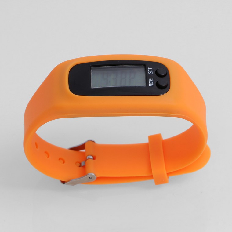 만보기 실리콘밴드 오렌지 시계 디지털만보기