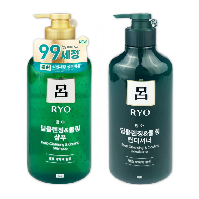 려 청아 딥클렌징 & 쿨링 샴푸 + 컨디셔너 550ml 2종세트- D