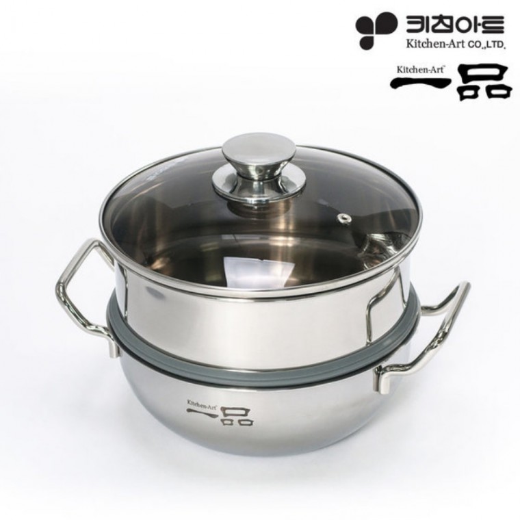 키친아트 냄비 일품 3ply 스텐304 통3중 2단 찜냄비 20cm