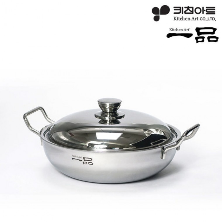 키친아트 냄비 일품 3ply 스텐304 통3중 파티웍 24cm