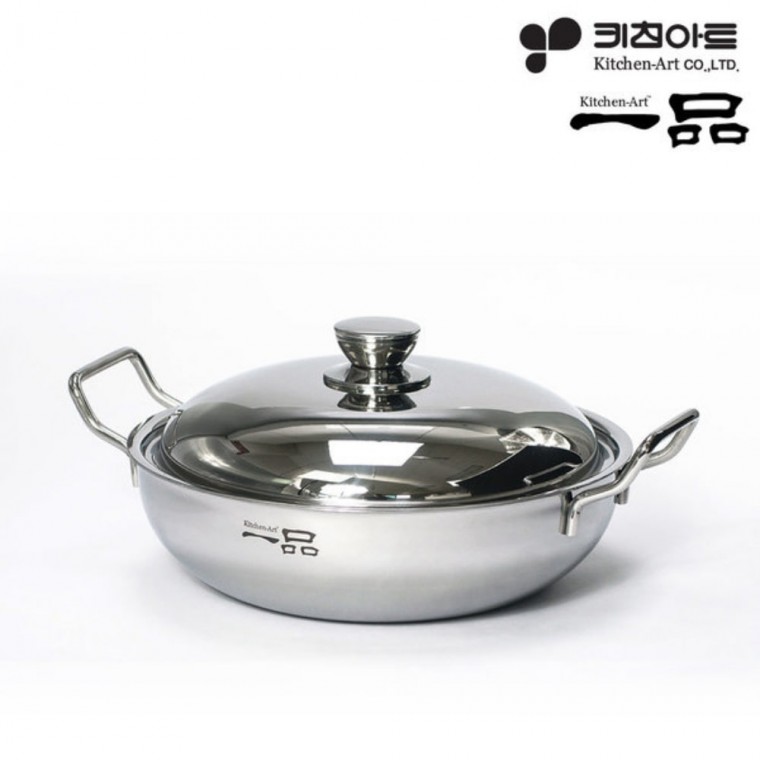 키친아트 냄비 일품 3ply 스텐304 통3중 파티웍 26cm