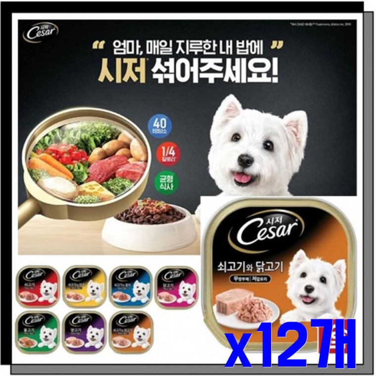 애견용 간식캔 쇠고기와닭고기100g x12개 애견간식