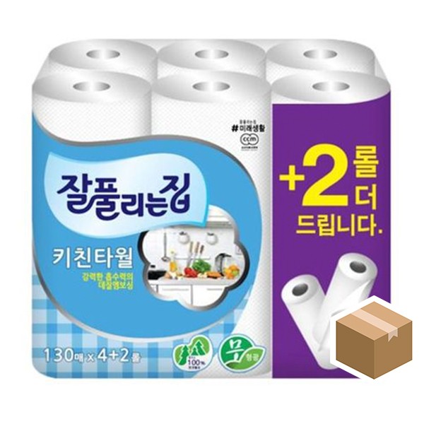 잘풀리는집 키친타올 130매 6롤x6개