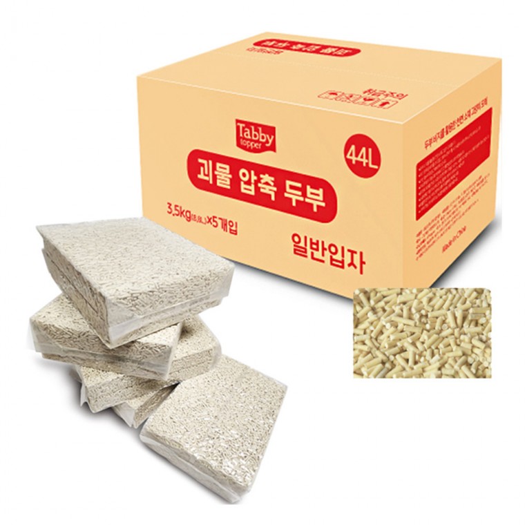 테비 괴물 압축 두부모래 44L (3.5kg x 5개입) (일반입자)